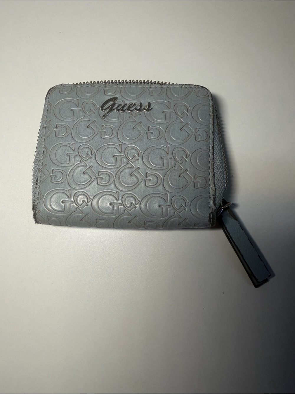 GUESS Embossed Zip Wallet in Gray